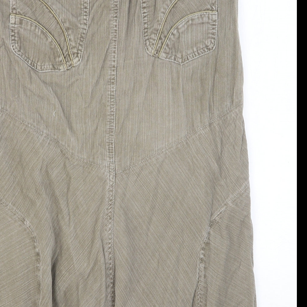 NEXT Womens Brown Cotton Swing Skirt Size 12 Button