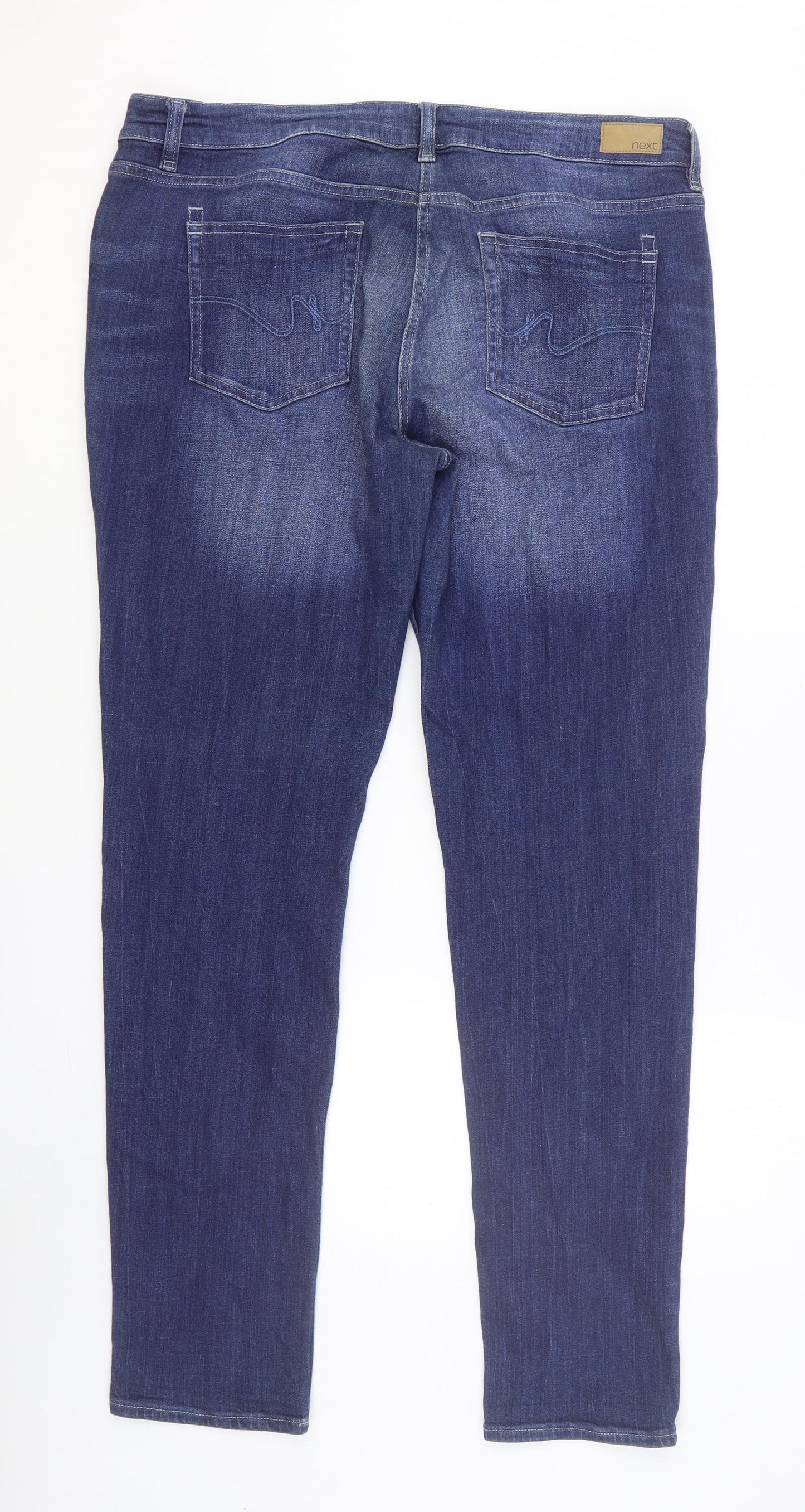 NEXT Womens Blue Cotton Skinny Jeans Size 16 Relaxed Button
