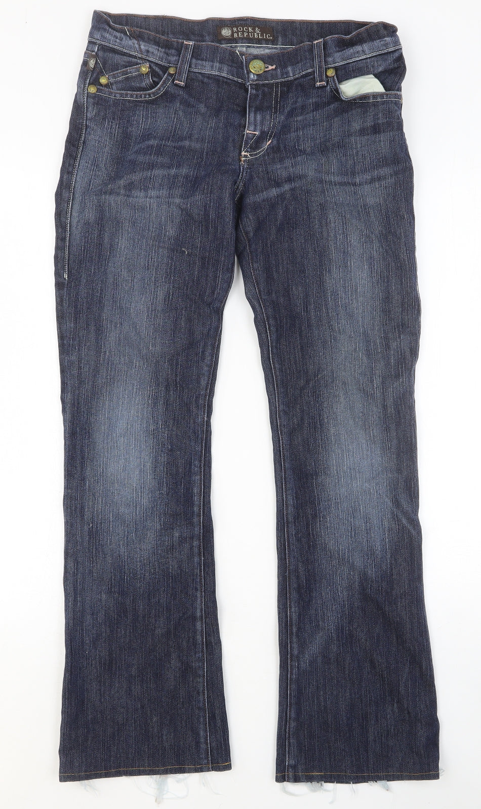 Rock & Republic Mens Blue Cotton Bootcut Jeans Size 29 in Regular Button