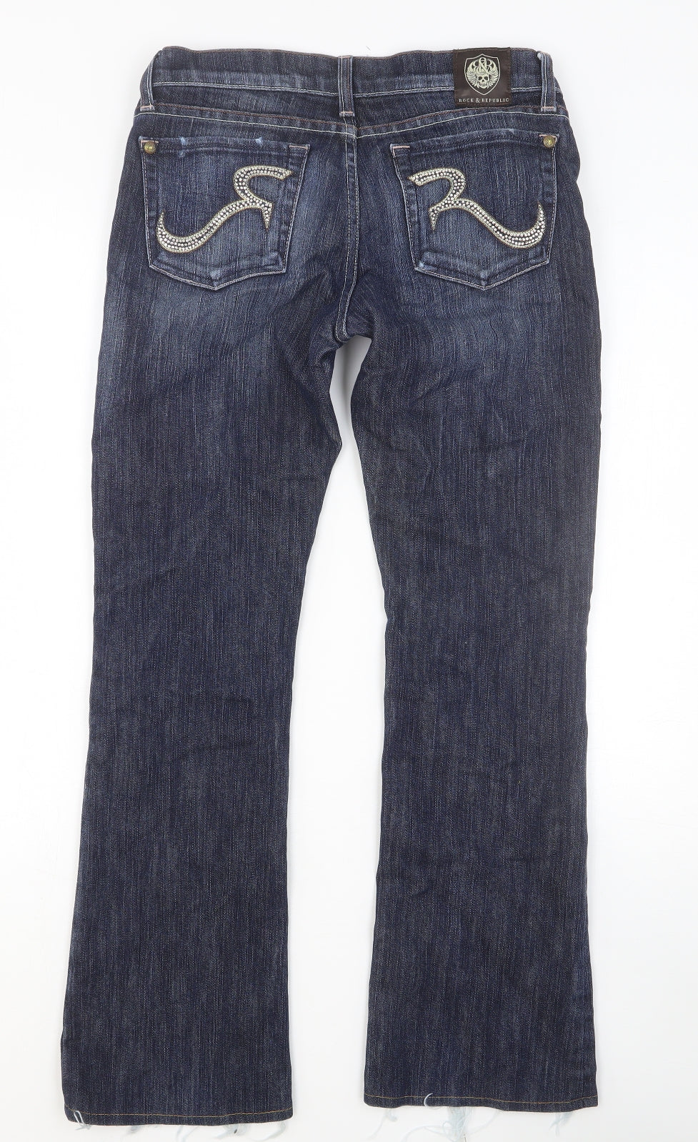 Rock & Republic Mens Blue Cotton Bootcut Jeans Size 29 in Regular Button