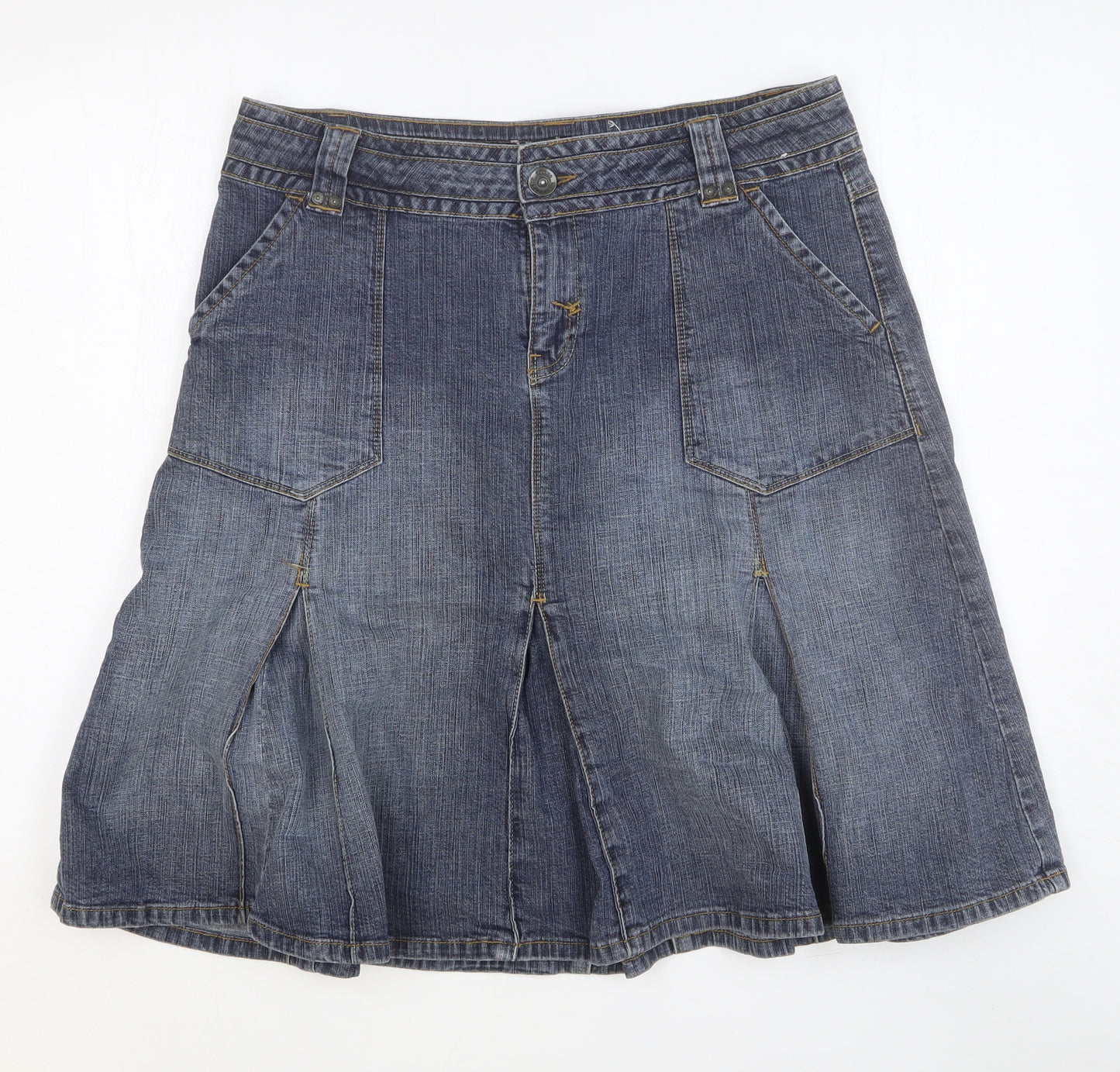 Yessica Womens Blue Cotton Swing Skirt Size 18 Button