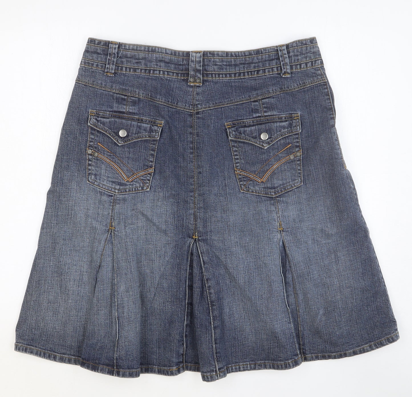 Yessica Womens Blue Cotton Swing Skirt Size 18 Button