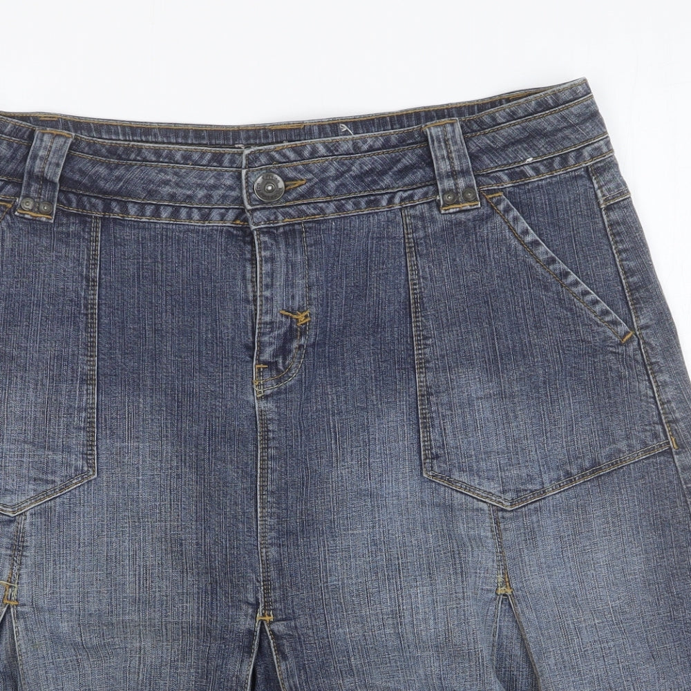 Yessica Womens Blue Cotton Swing Skirt Size 18 Button