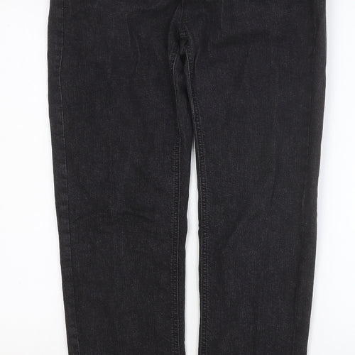 Preworn Mens Black Cotton Straight Jeans Size 30 in Regular Button