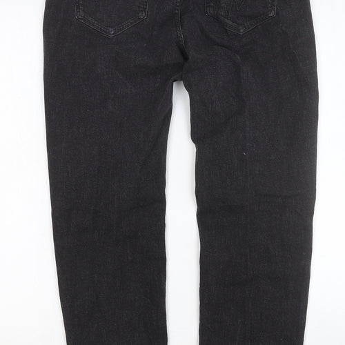 Preworn Mens Black Cotton Straight Jeans Size 30 in Regular Button
