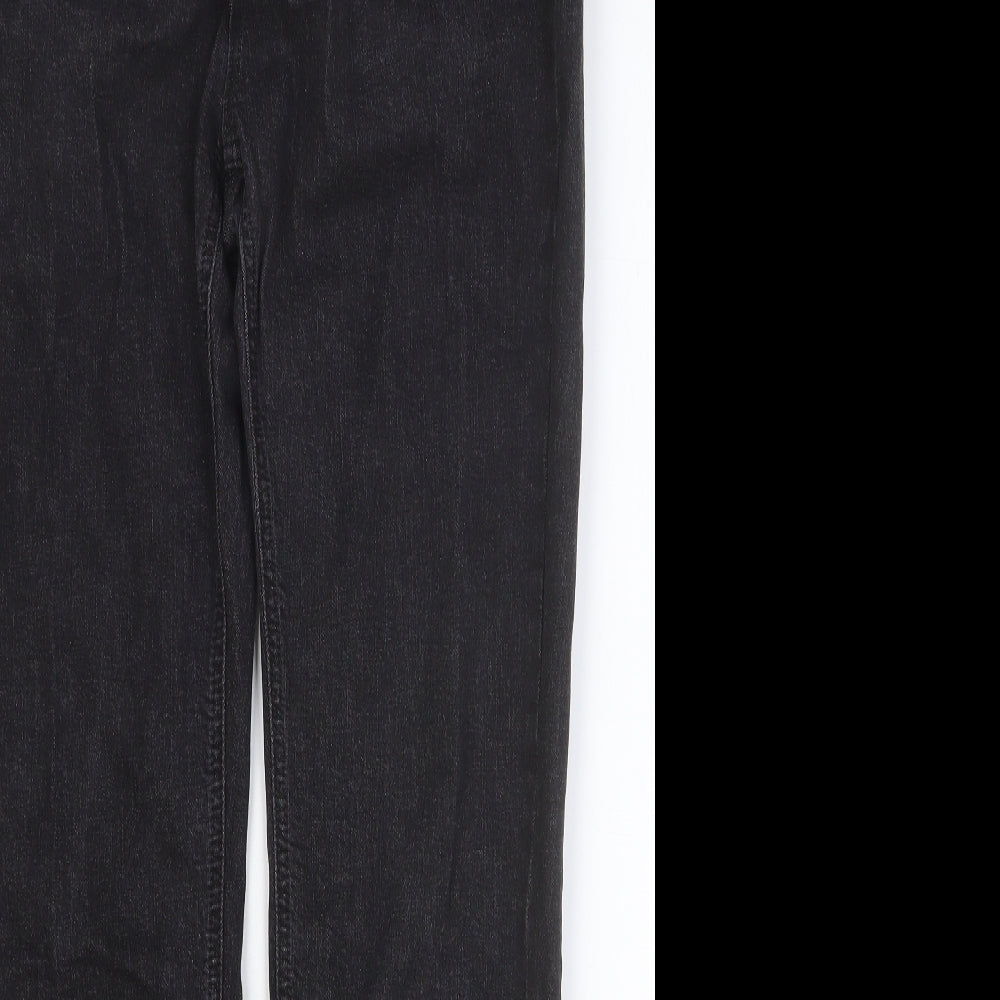 Preworn Mens Black Cotton Straight Jeans Size 30 in Regular Button
