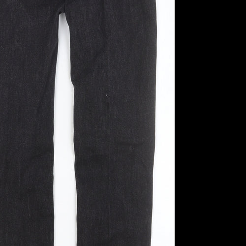 Preworn Mens Black Cotton Straight Jeans Size 30 in Regular Button