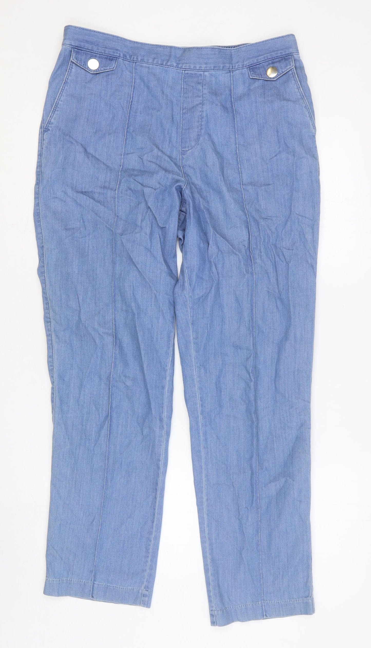 Marks and Spencer Womens Blue Cotton Straight Jeans Size 12 Regular