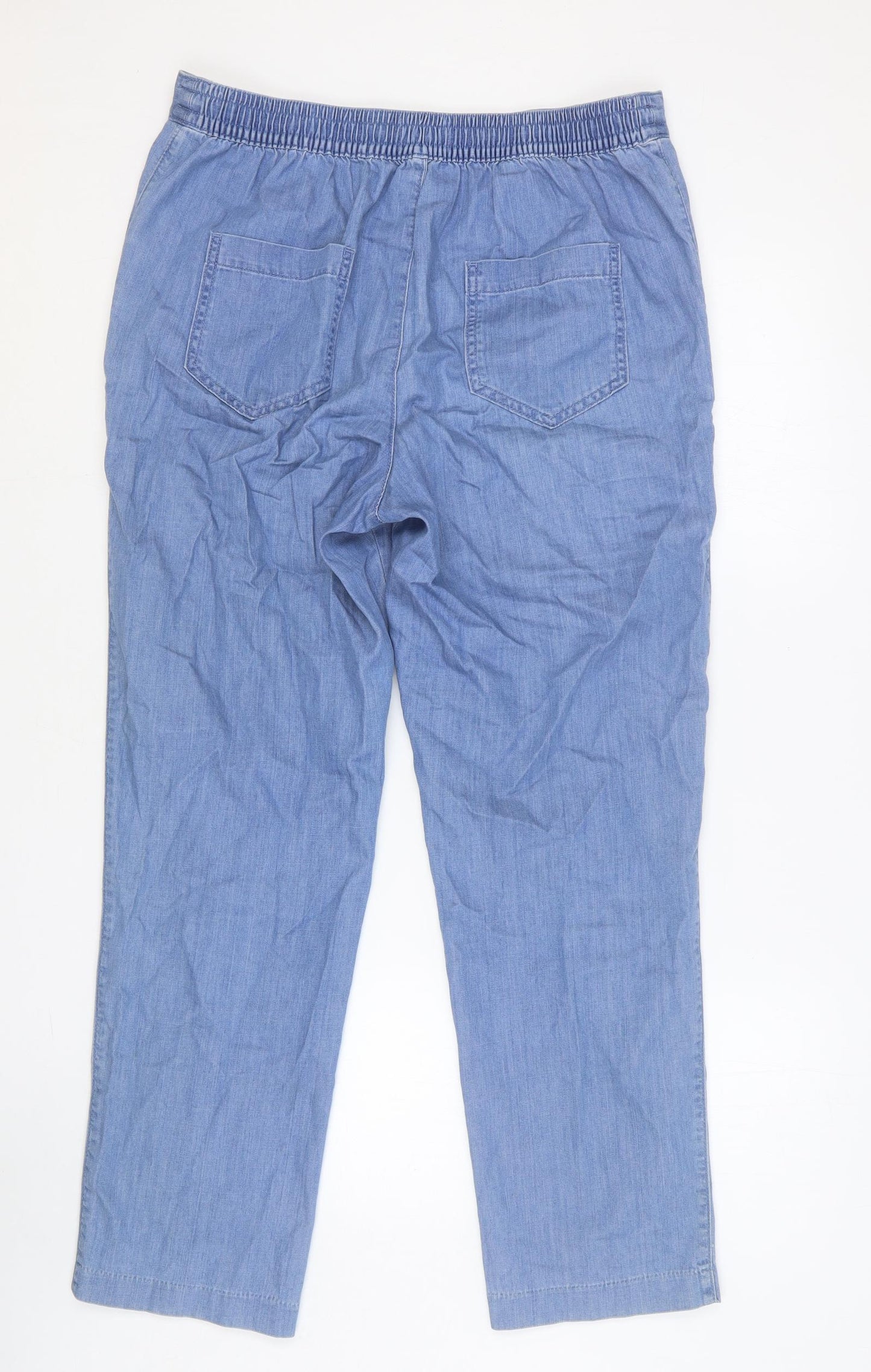 Marks and Spencer Womens Blue Cotton Straight Jeans Size 12 Regular