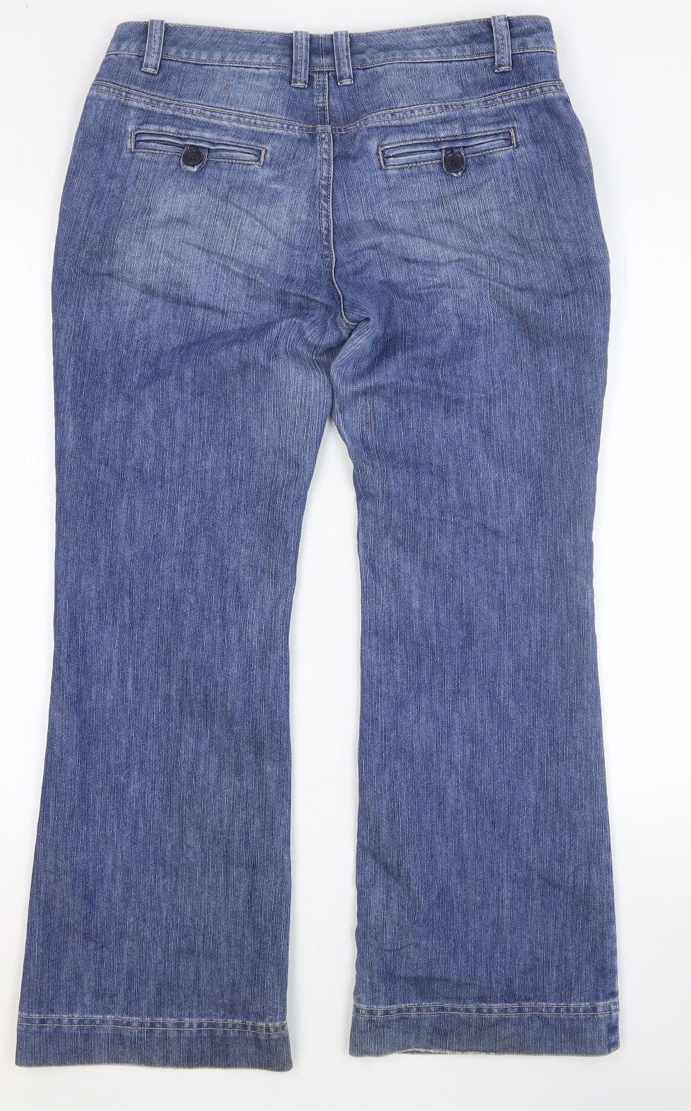 Marks and Spencer Womens Blue Cotton Wide-Leg Jeans Size 10 Regular Button