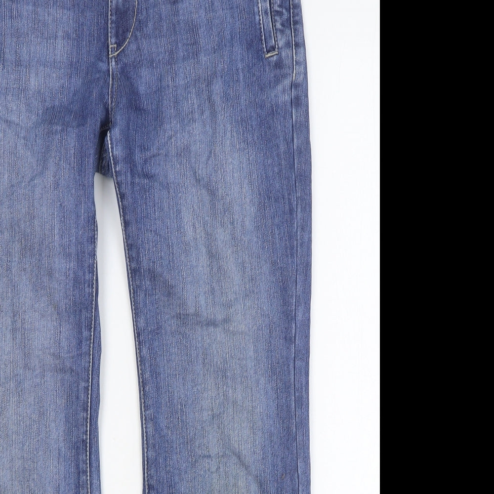 Marks and Spencer Womens Blue Cotton Wide-Leg Jeans Size 10 Regular Button