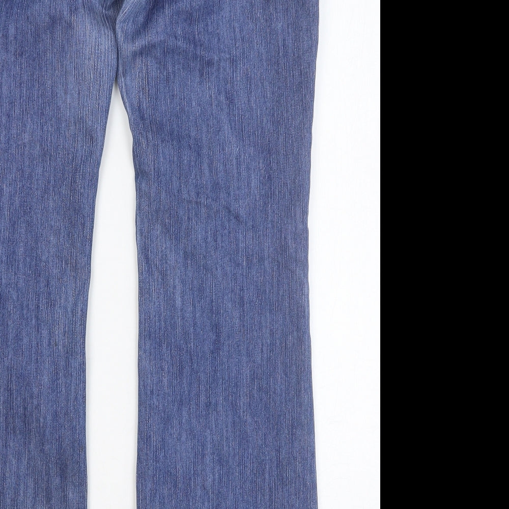 Marks and Spencer Womens Blue Cotton Wide-Leg Jeans Size 10 Regular Button