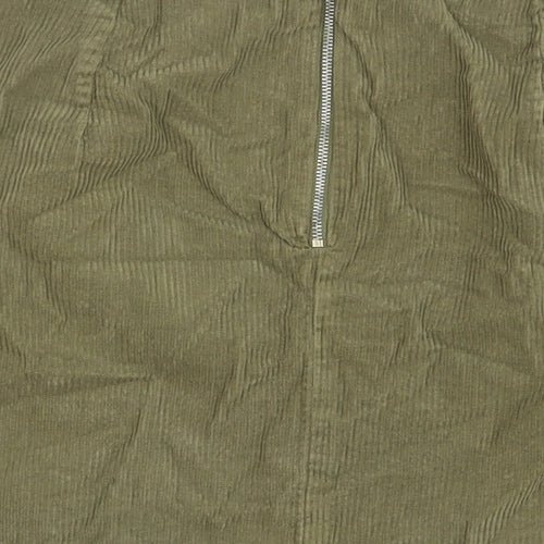 New Look Womens Green Cotton Mini Skirt Size 12 Zip