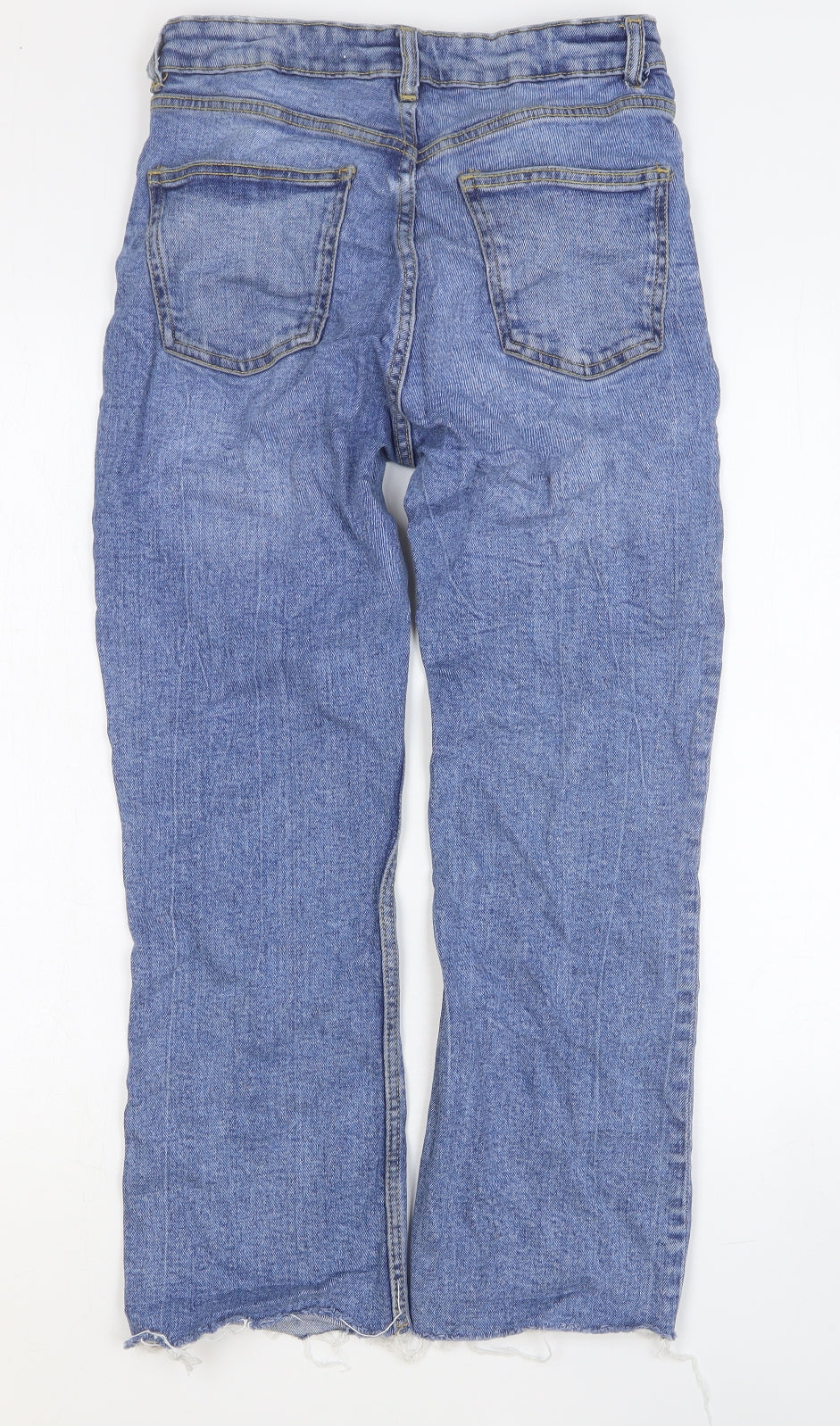Zara Womens Blue Cotton Straight Jeans Size 10 Regular Button