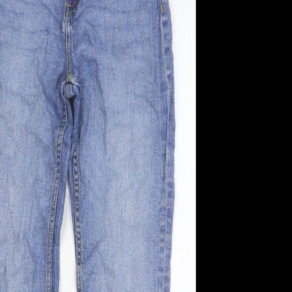 Zara Womens Blue Cotton Straight Jeans Size 10 Regular Button