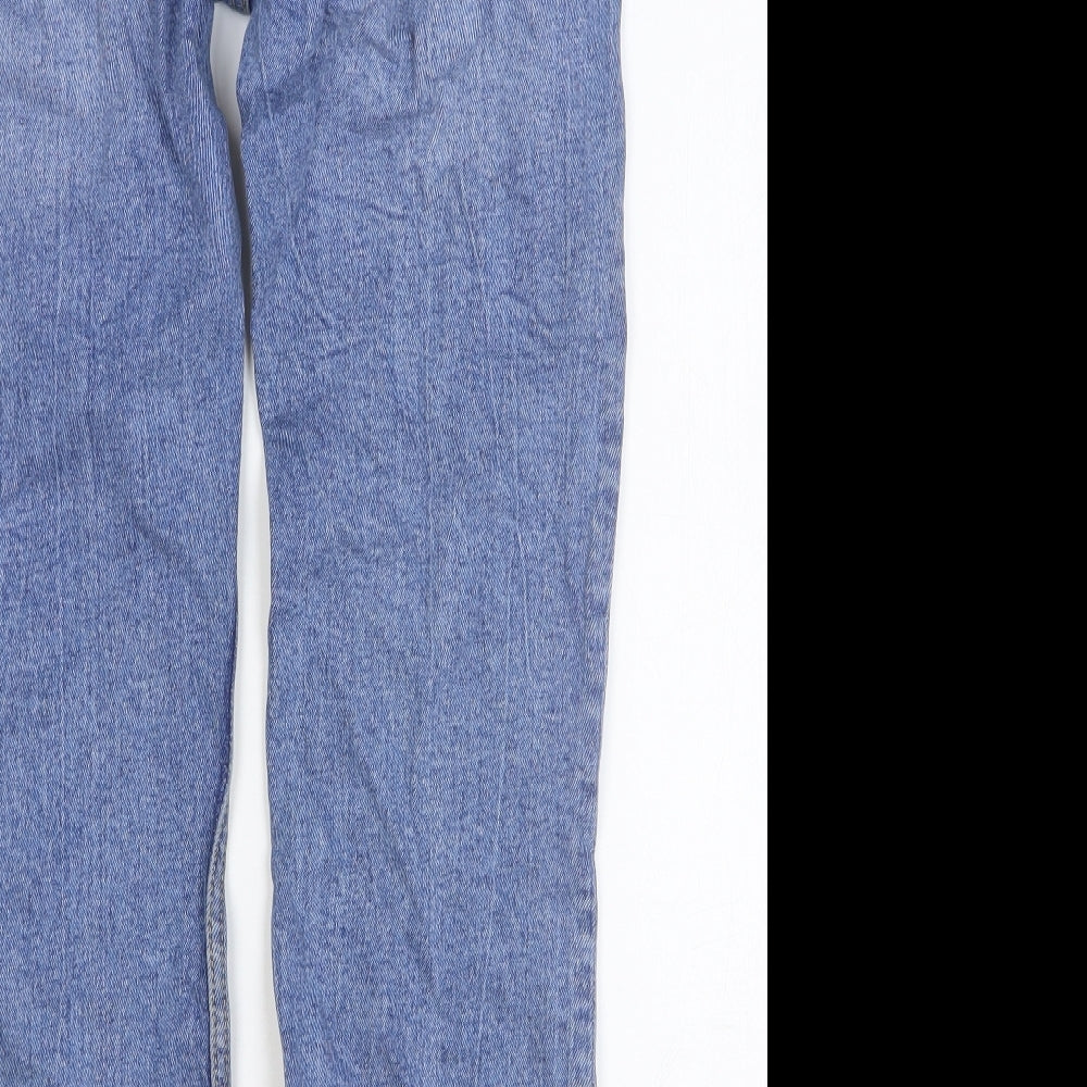 Zara Womens Blue Cotton Straight Jeans Size 10 Regular Button