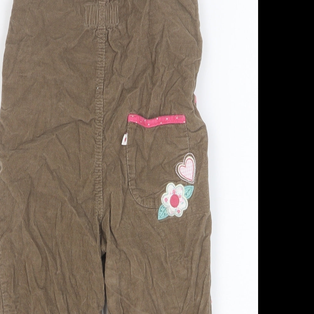 mamas & papas Baby Brown Cotton Dungaree Outfit/Set Size 6-9 Months Tie - Embroidered Appliqués