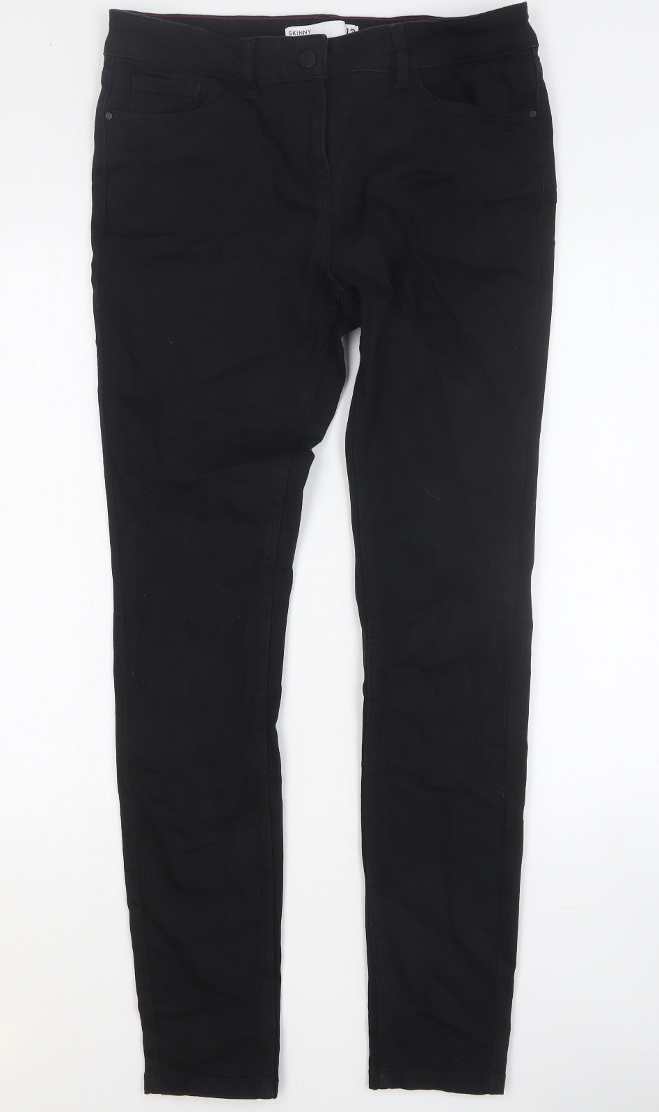 NEXT Womens Black Cotton Skinny Jeans Size 12 Regular Button