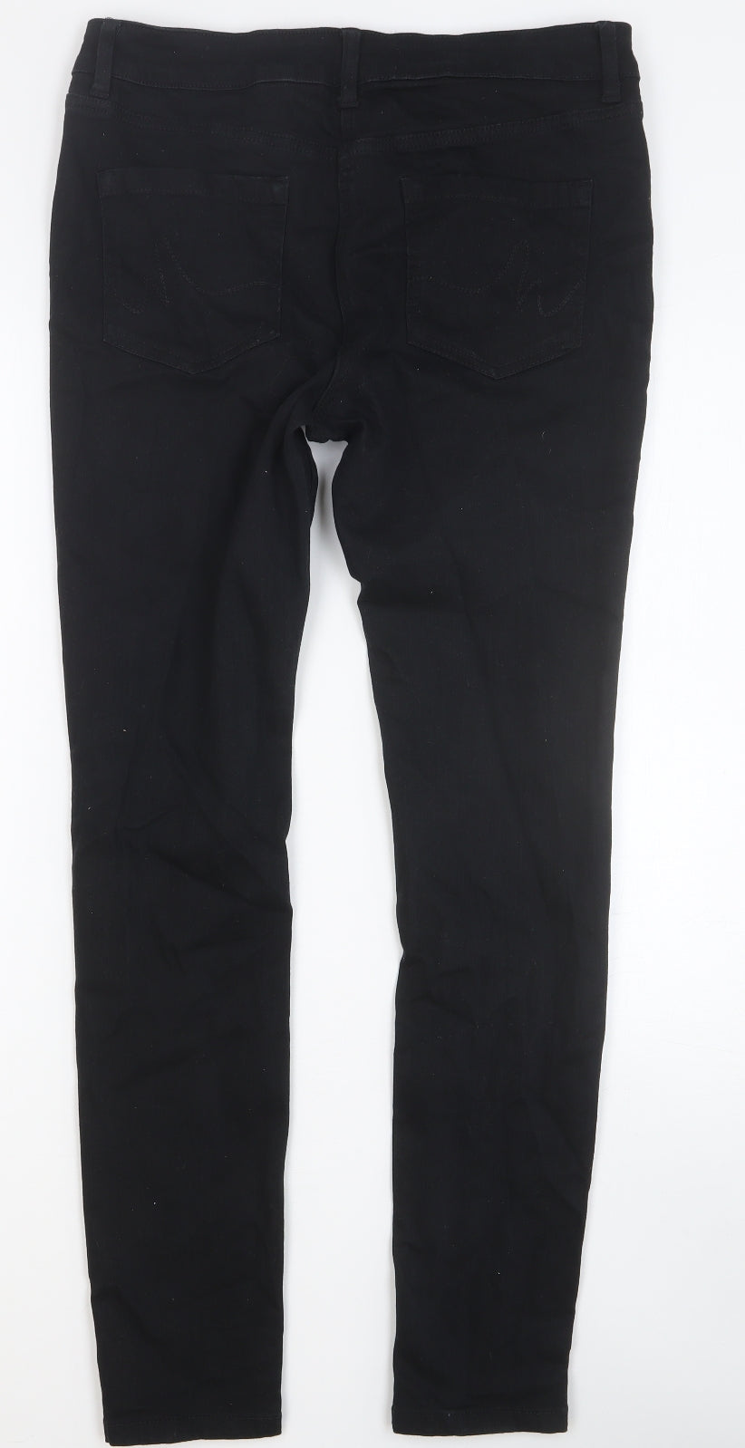 NEXT Womens Black Cotton Skinny Jeans Size 12 Regular Button