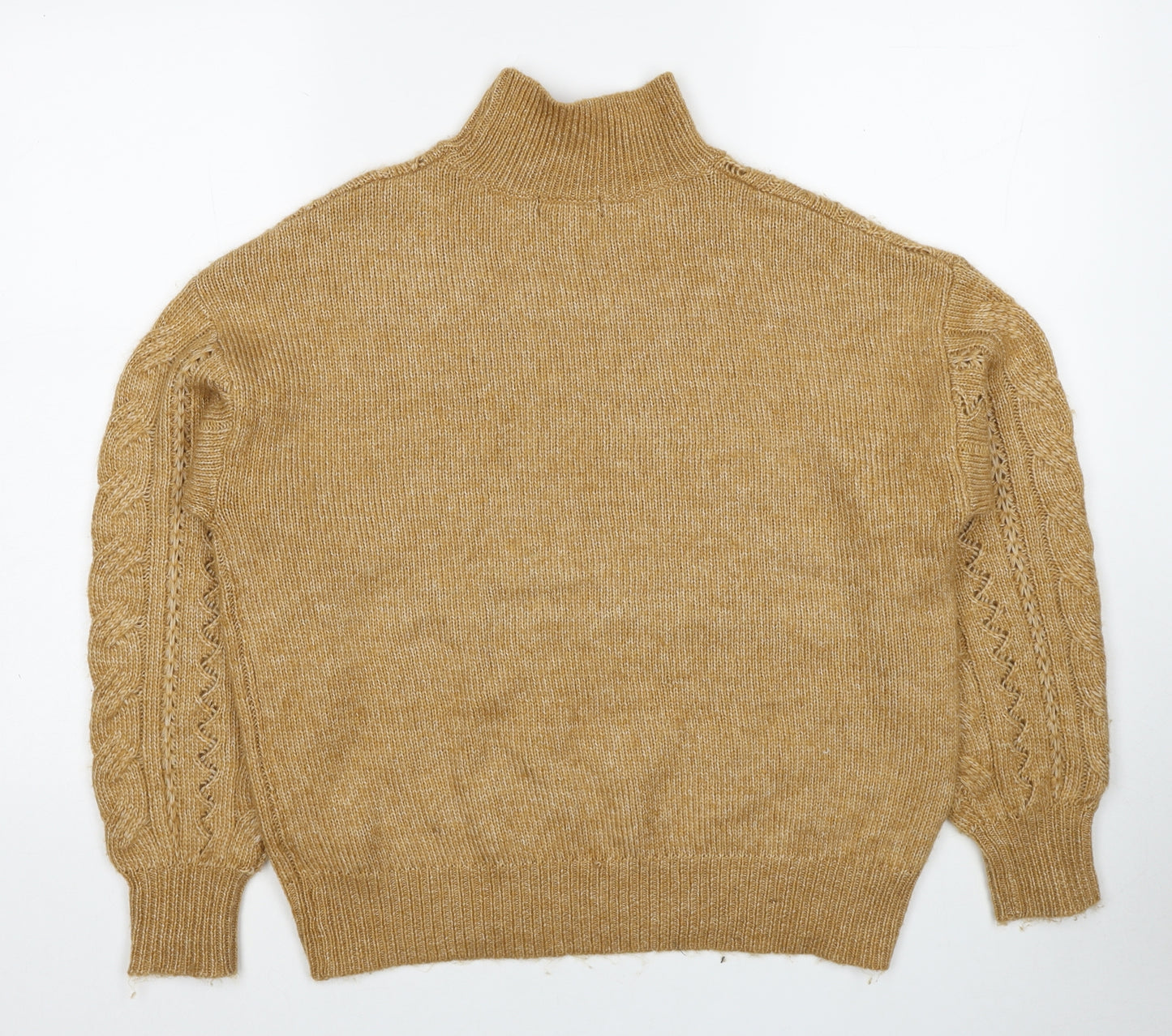 F&F Womens Yellow Mock Neck Acrylic Pullover Jumper Size 8