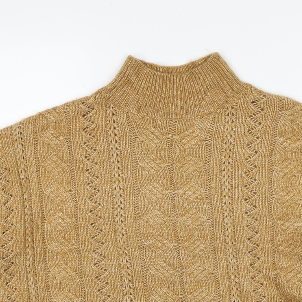 F&F Womens Yellow Mock Neck Acrylic Pullover Jumper Size 8