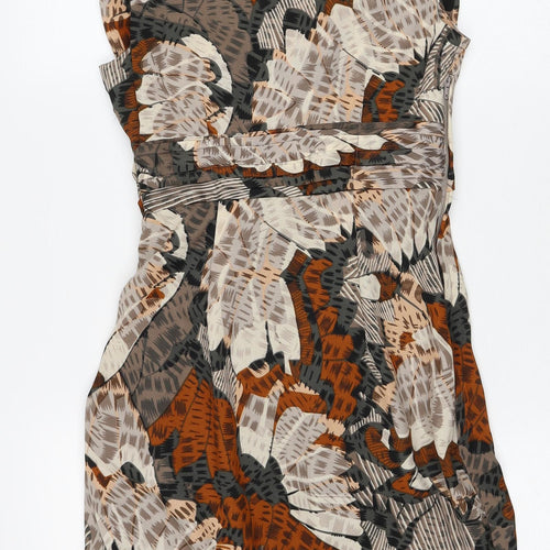 H&M Womens Multicoloured Geometric Polyester A-Line Size 4 V-Neck Zip