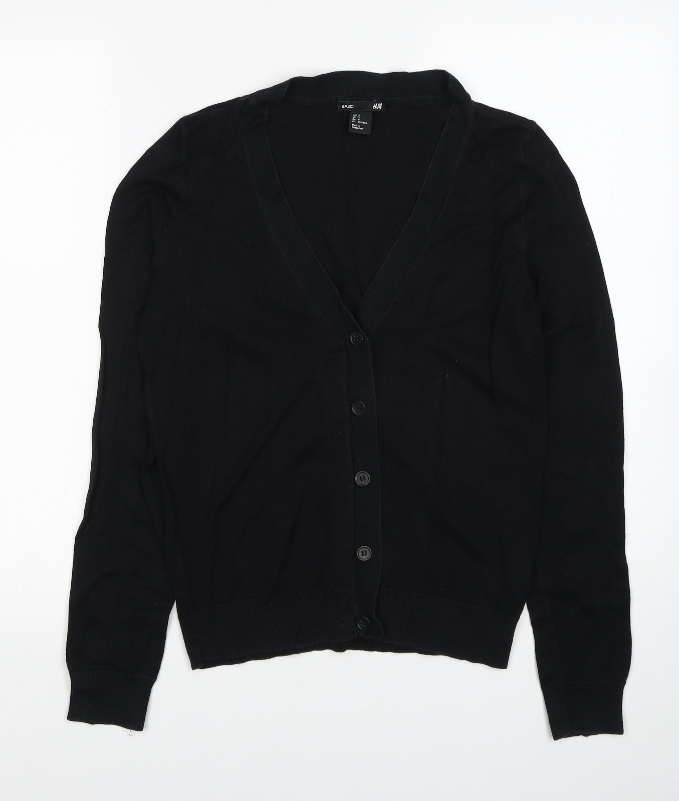 H&M Womens Black V-Neck Cotton Cardigan Jumper Size S