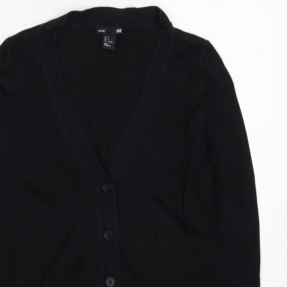H&M Womens Black V-Neck Cotton Cardigan Jumper Size S