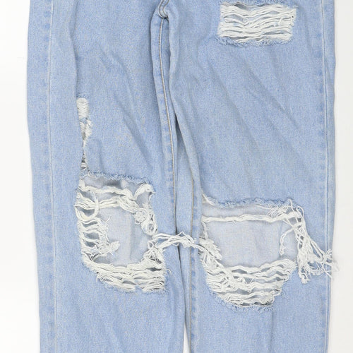 PRETTYLITTLETHING Womens Blue Cotton Straight Jeans Size 8 Regular Zip