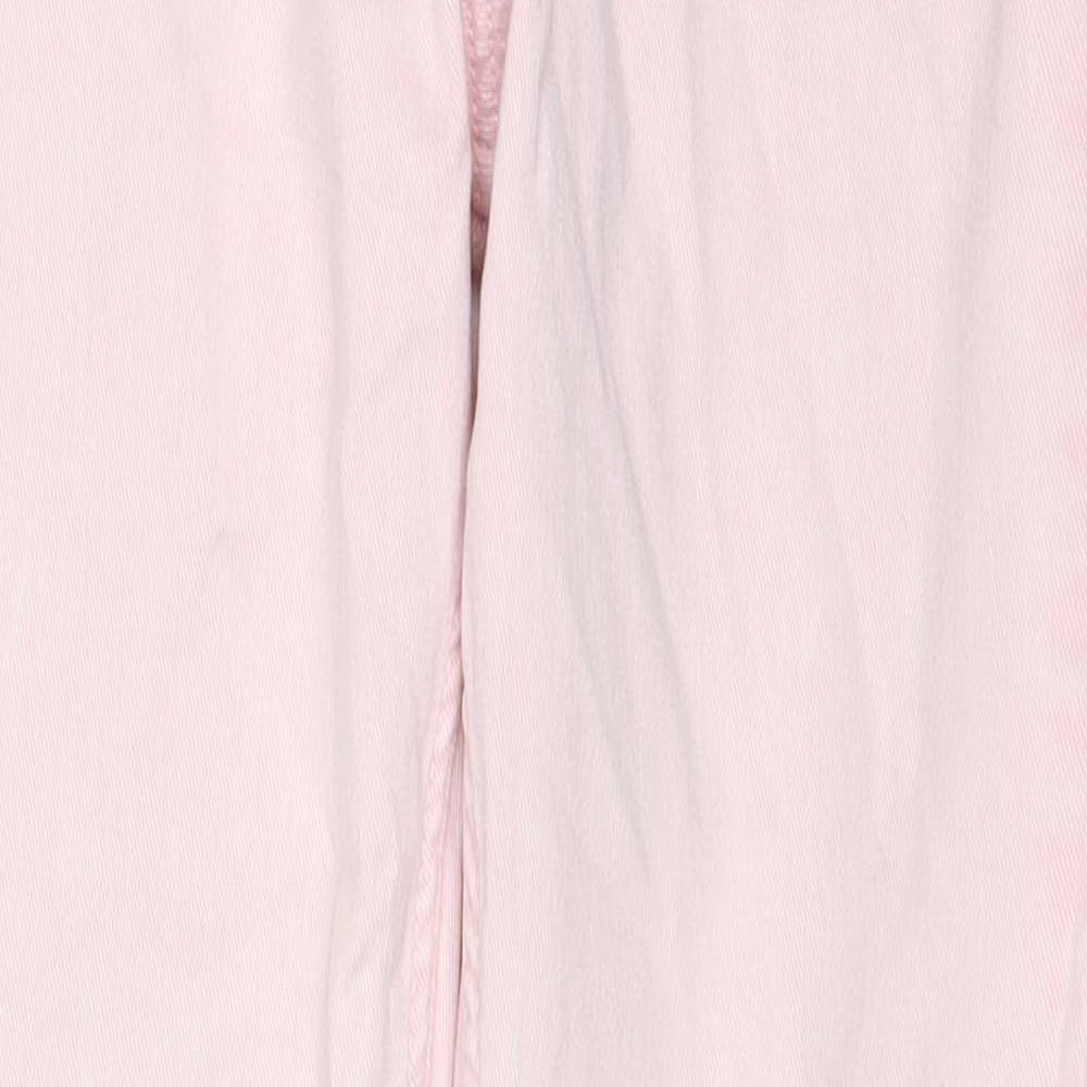 Zara Womens Pink Cotton Straight Jeans Size 8 Regular Zip - Distressed Hems
