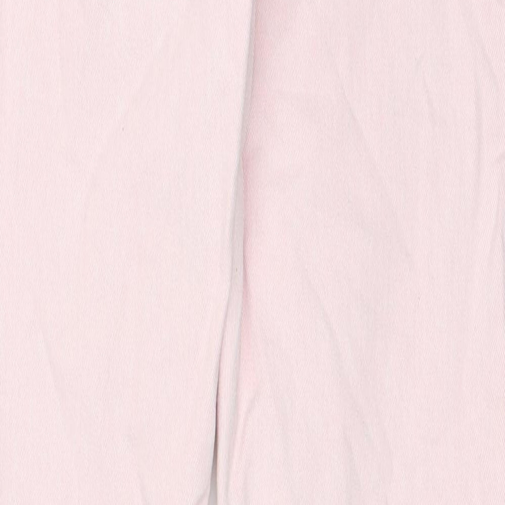 Zara Womens Pink Cotton Straight Jeans Size 8 Regular Zip - Distressed Hems