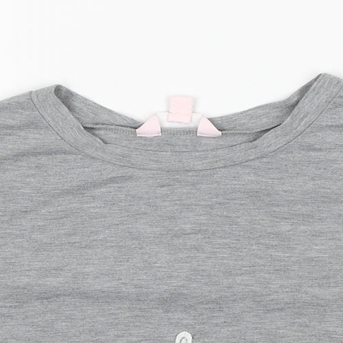 Miss Selfridge Womens Grey Polyester Cropped T-Shirt Size 8 Scoop Neck