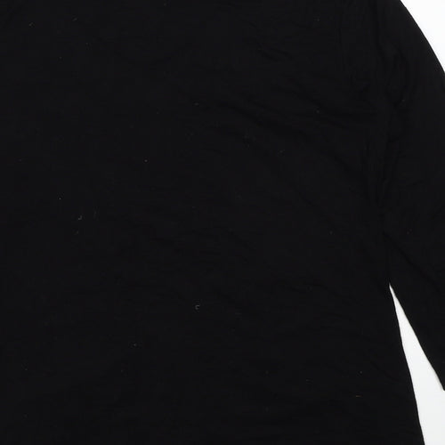 Colour Works Womens Black Viscose Basic T-Shirt Size M V-Neck