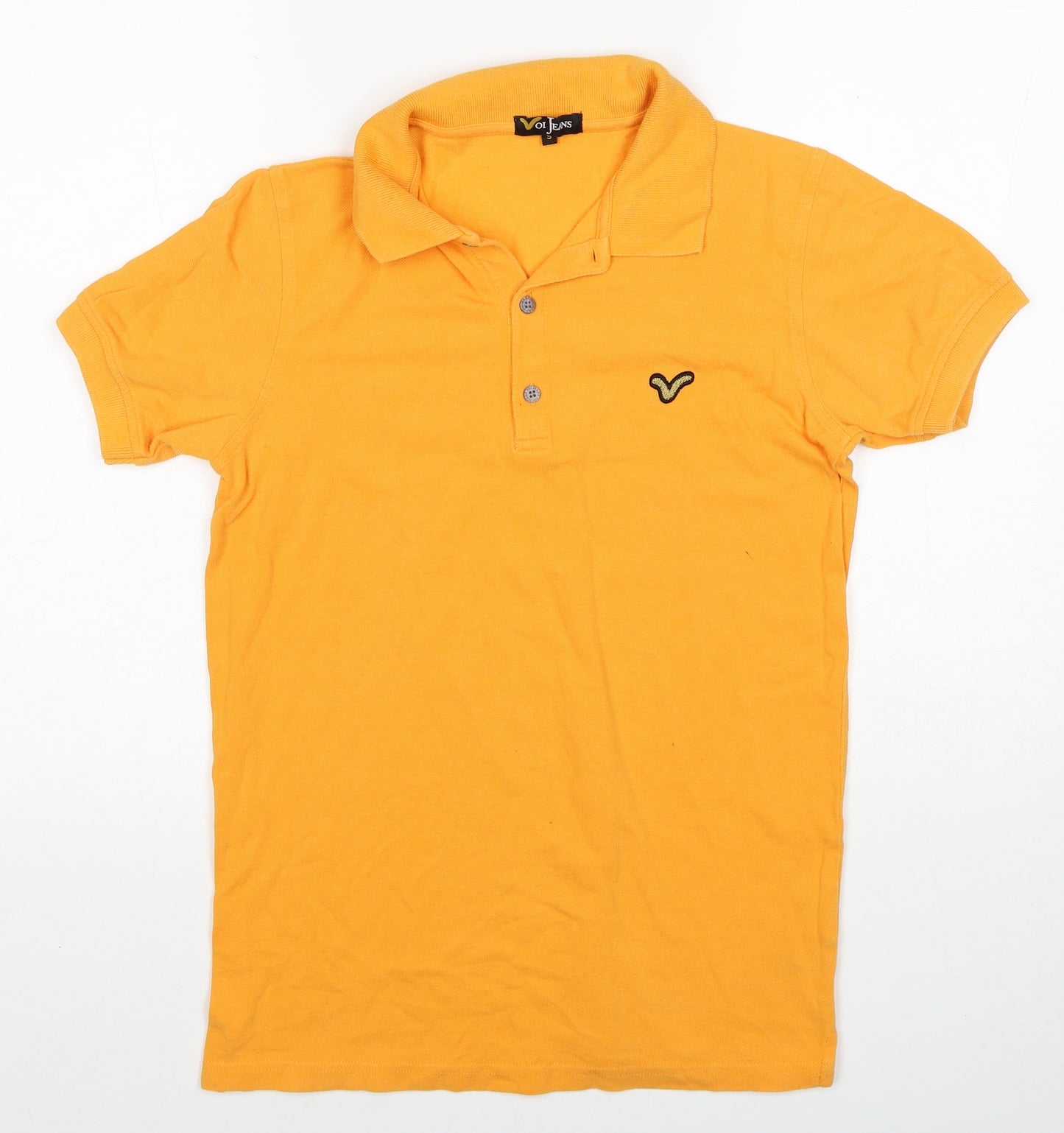 Voi Jeans Mens Orange Cotton Polo Size S Collared Button