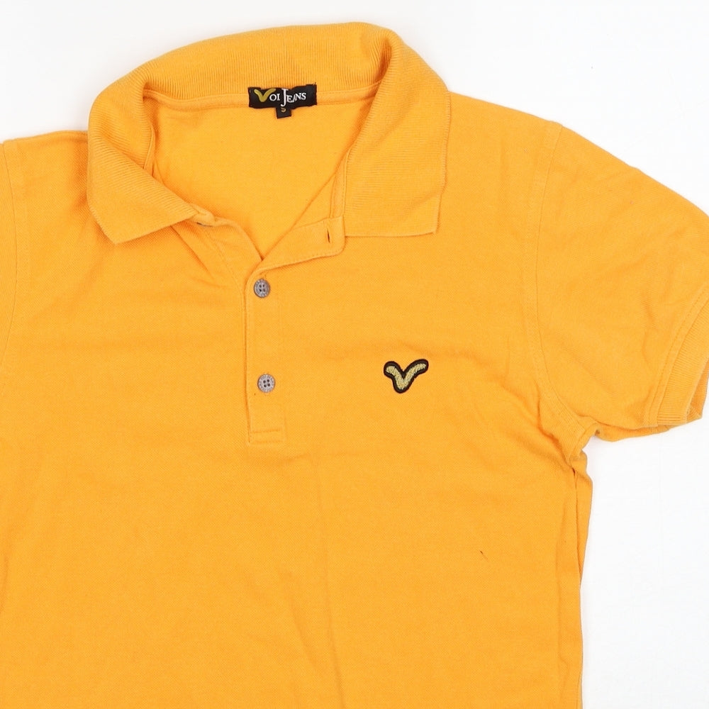 Voi Jeans Mens Orange Cotton Polo Size S Collared Button