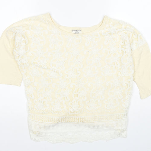 NEXT Womens Ivory Cotton Basic T-Shirt Size 14 Round Neck