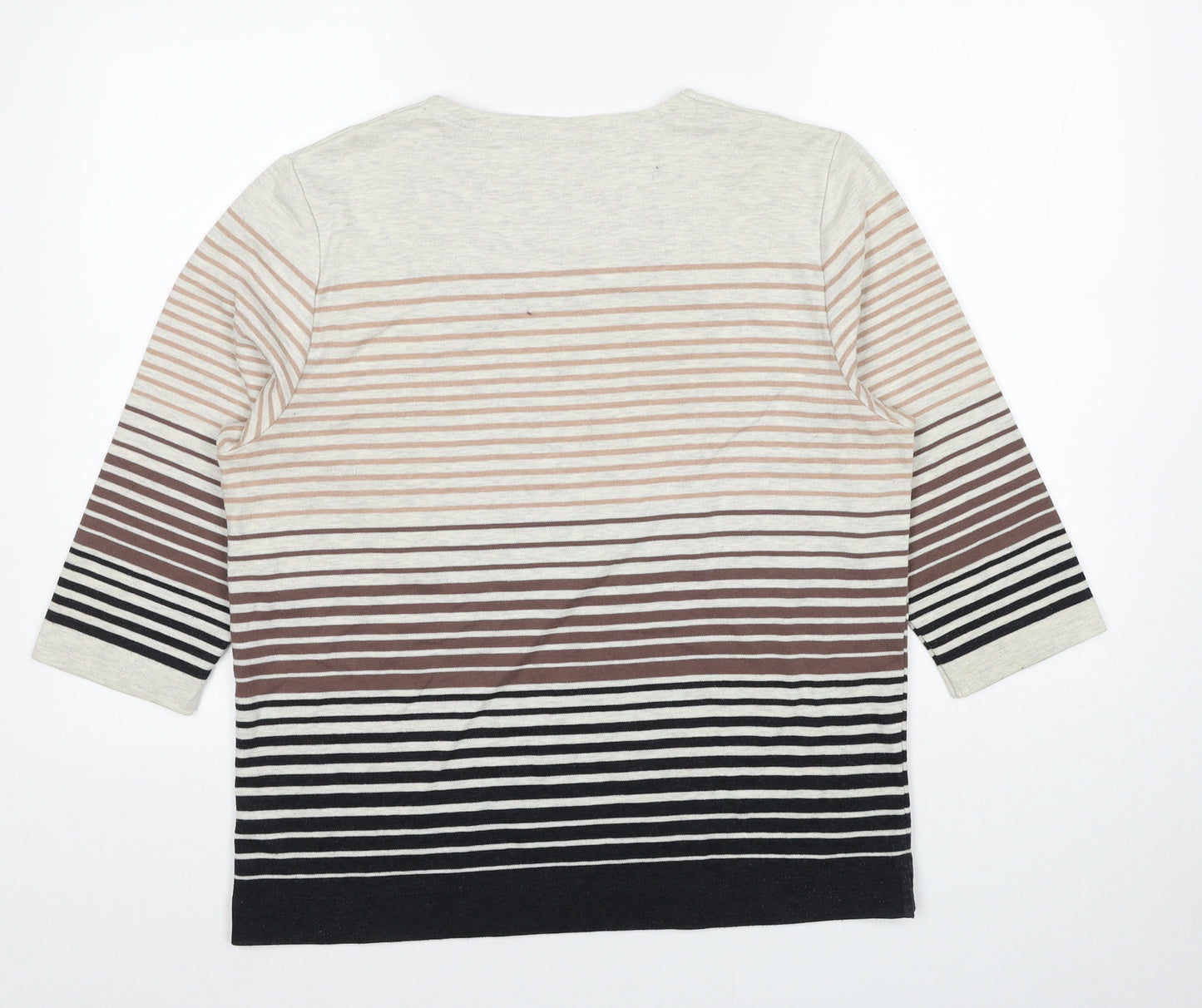 TIGI Womens Beige Striped Polyester Basic T-Shirt Size 18 Square Neck