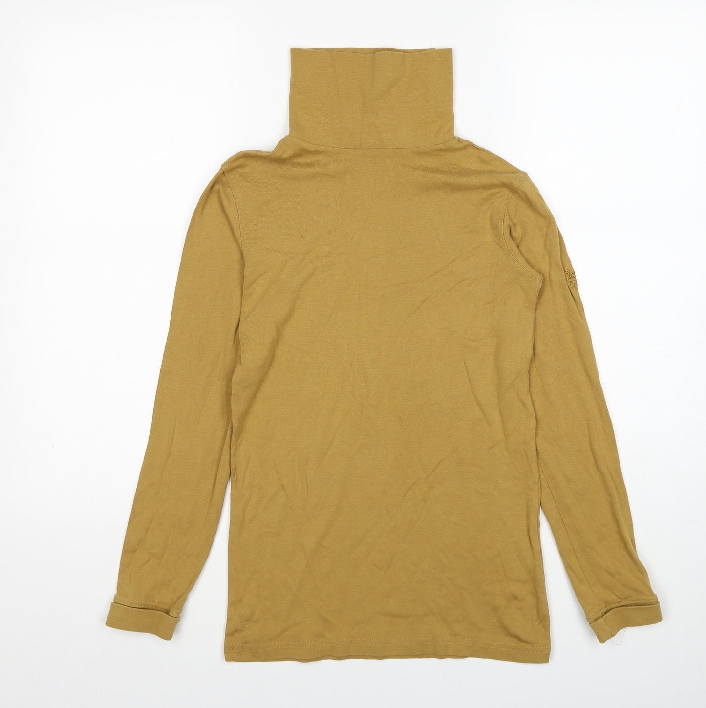 Cotton Traders Womens Brown Cotton Basic T-Shirt Size S Roll Neck