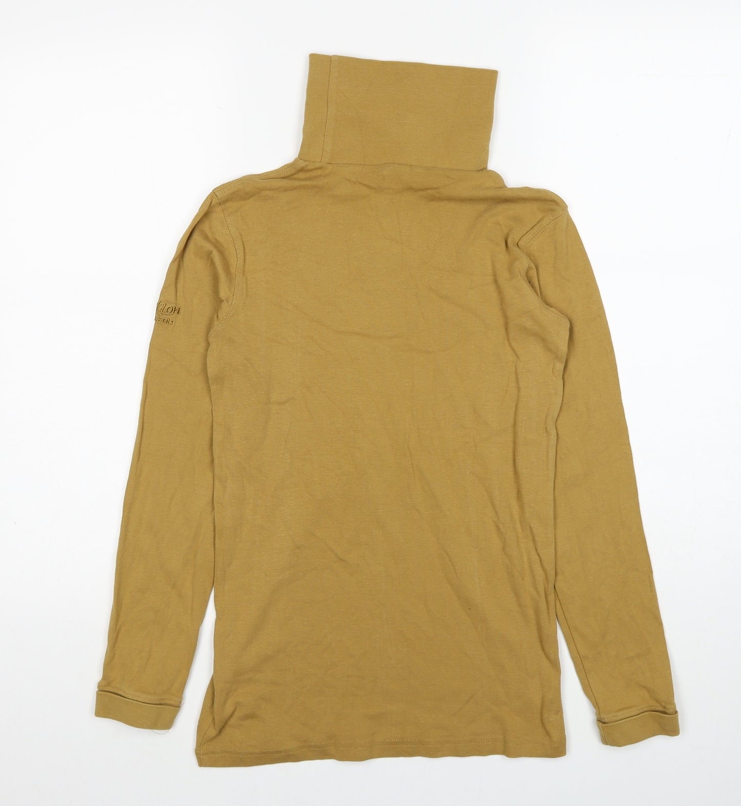 Cotton Traders Womens Brown Cotton Basic T-Shirt Size S Roll Neck
