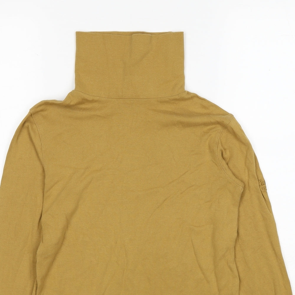 Cotton Traders Womens Brown Cotton Basic T-Shirt Size S Roll Neck