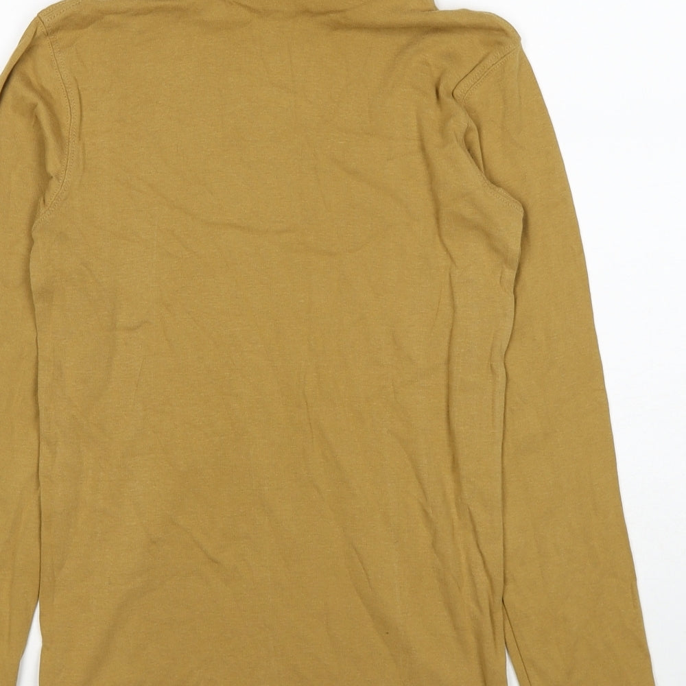 Cotton Traders Womens Brown Cotton Basic T-Shirt Size S Roll Neck
