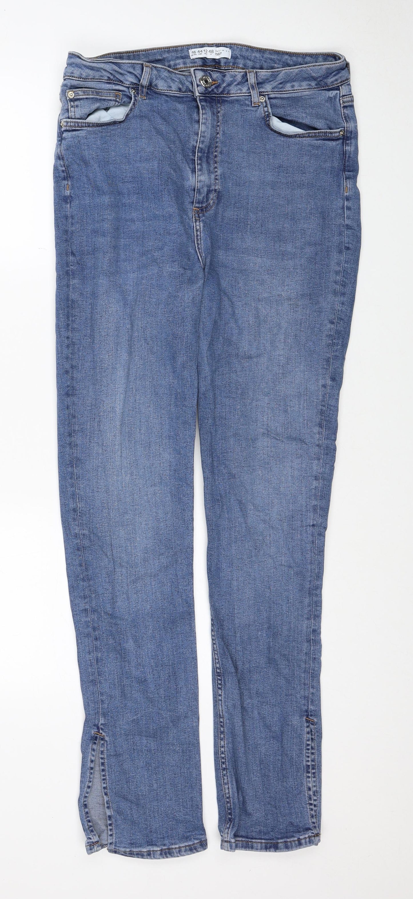 Denim & Co. Womens Blue Cotton Skinny Jeans Size 16 Regular Zip