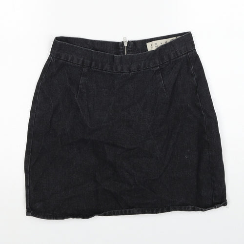 Denim & Co. Womens Black Cotton Straight & Pencil Skirt Size 8 Zip