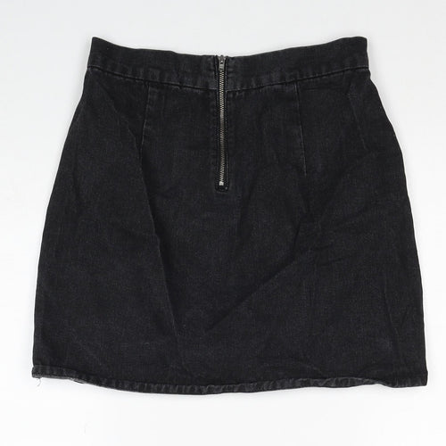 Denim & Co. Womens Black Cotton Straight & Pencil Skirt Size 8 Zip