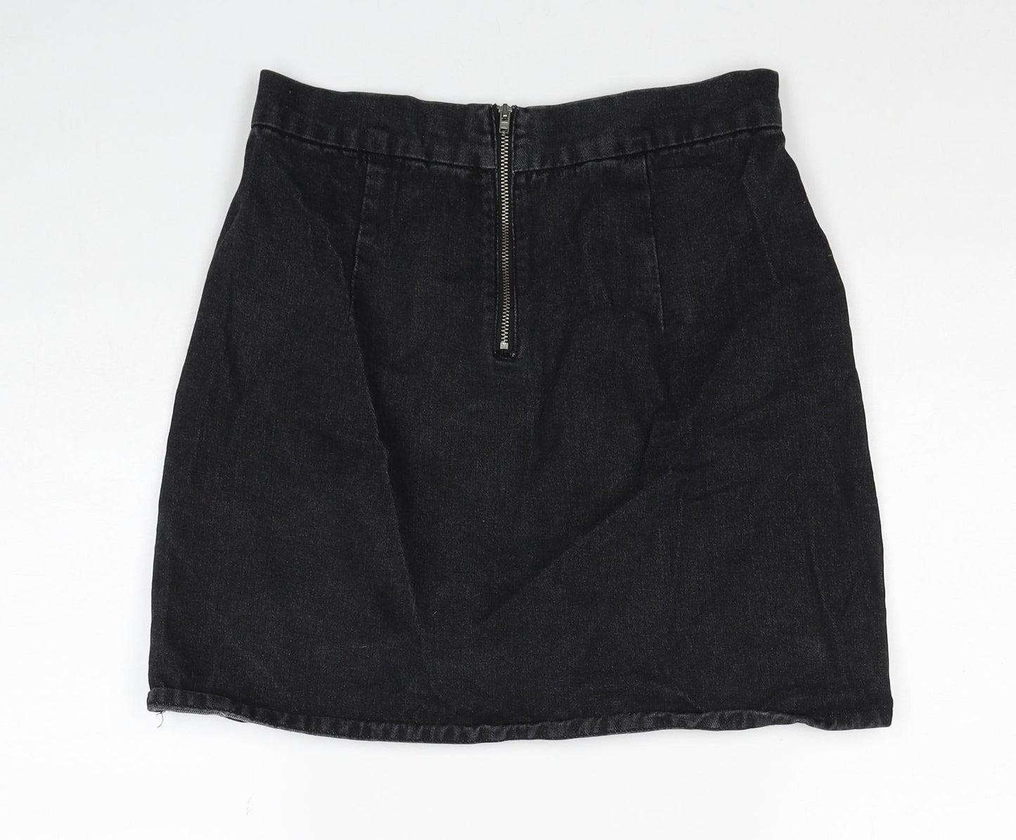 Denim & Co. Womens Black Cotton Straight & Pencil Skirt Size 8 Zip