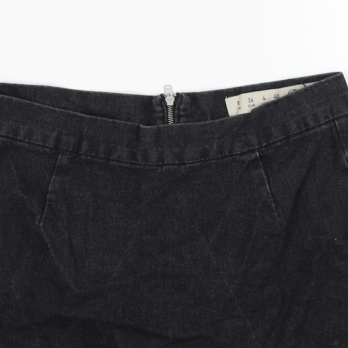 Denim & Co. Womens Black Cotton Straight & Pencil Skirt Size 8 Zip
