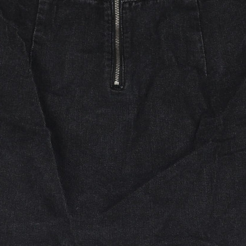 Denim & Co. Womens Black Cotton Straight & Pencil Skirt Size 8 Zip