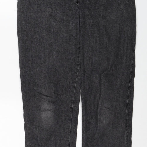 New Fashion Womens Black Cotton Straight Jeans Size 30 in Regular Button
