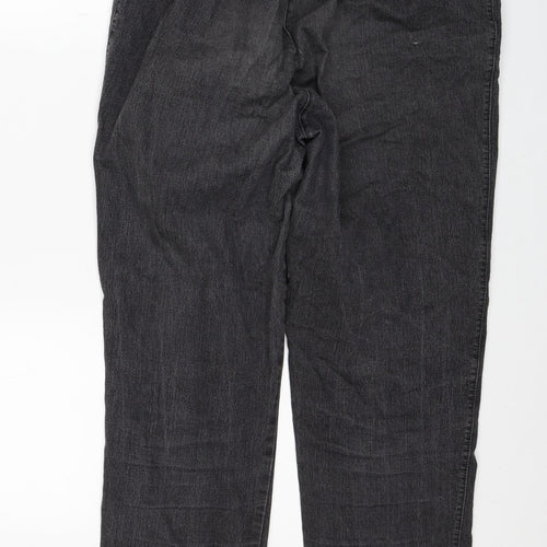 New Fashion Womens Black Cotton Straight Jeans Size 30 in Regular Button