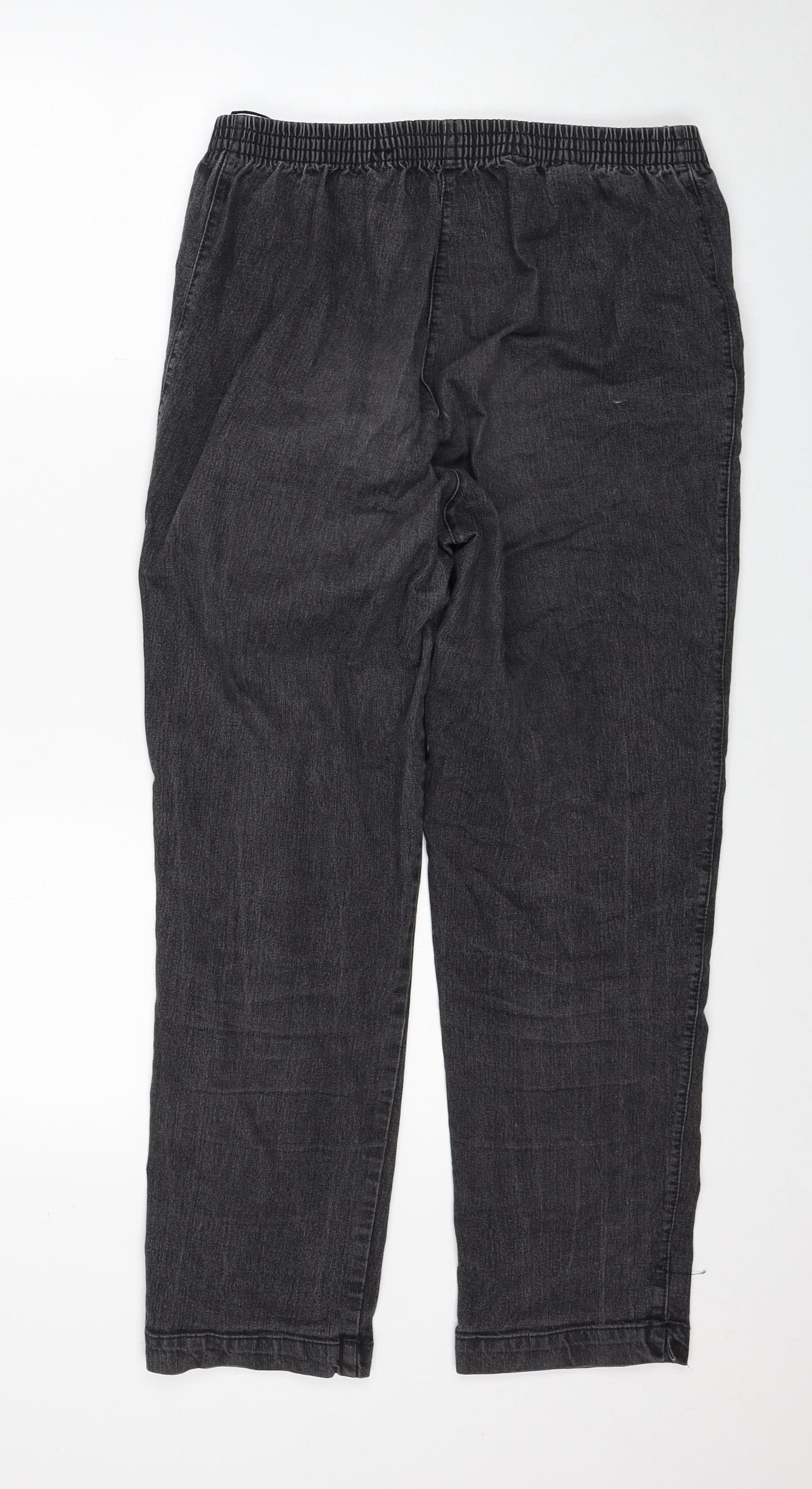 New Fashion Womens Black Cotton Straight Jeans Size 30 in Regular Button